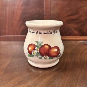Yesteryears Pottery Marshall Texas Oil Wax Tart Warmer Apples Jesus Candle